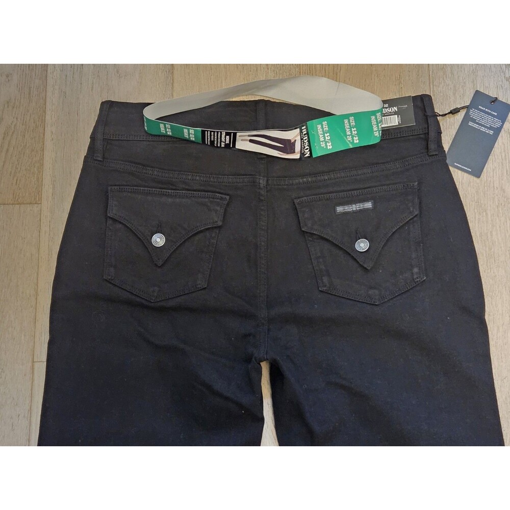 NWT Hudson Jeans Womens 12 Black Mid Rise Straight Leg 29 Inseam Flap Pocket